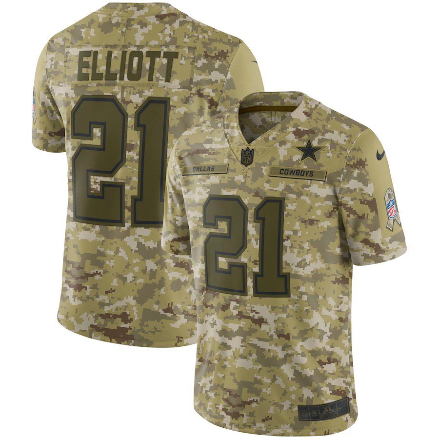 Men Dallas cowboys #21 Elliott Nike Camo Salute to Service Retired Player Limited NFL Jerseys